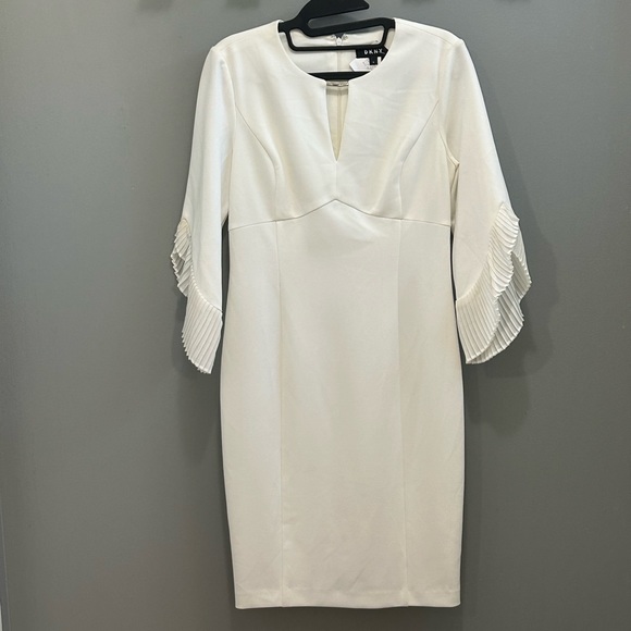 DKNY Women's Keyhole Neck Chiffon Tulip Sleeve Sheath Dress NWT - Picture 8 of 14